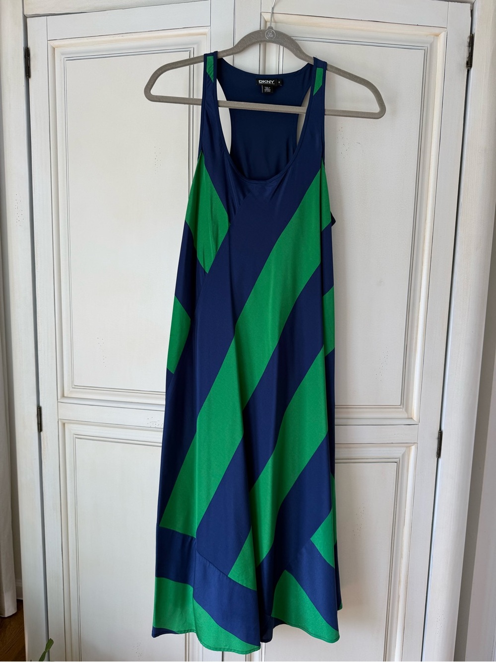 DKNY Navy Dress with Green Accent Panels